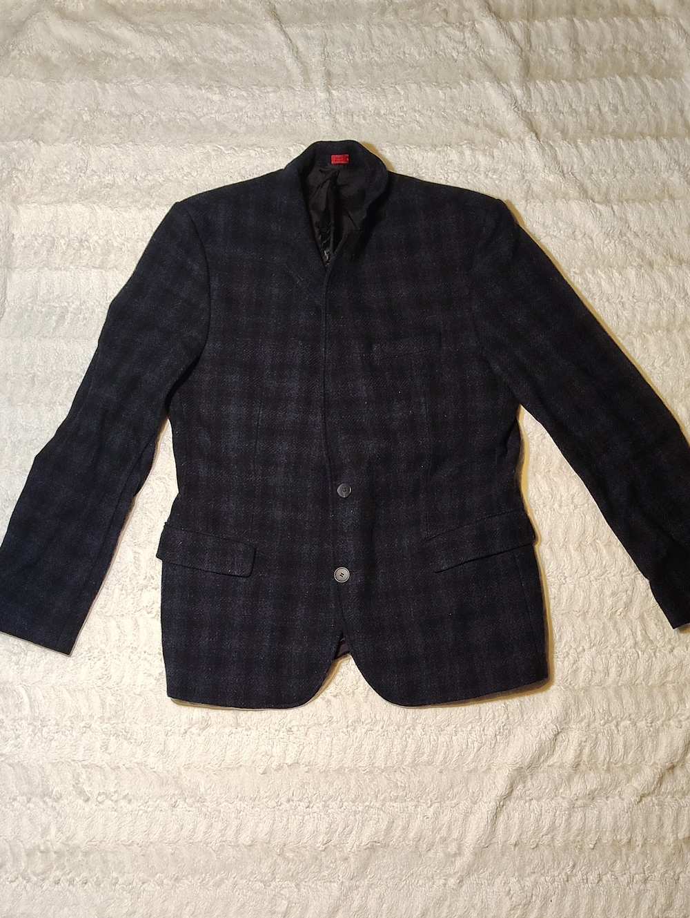 HUGO Dark Navy Plaid Two-Button Sport Coat